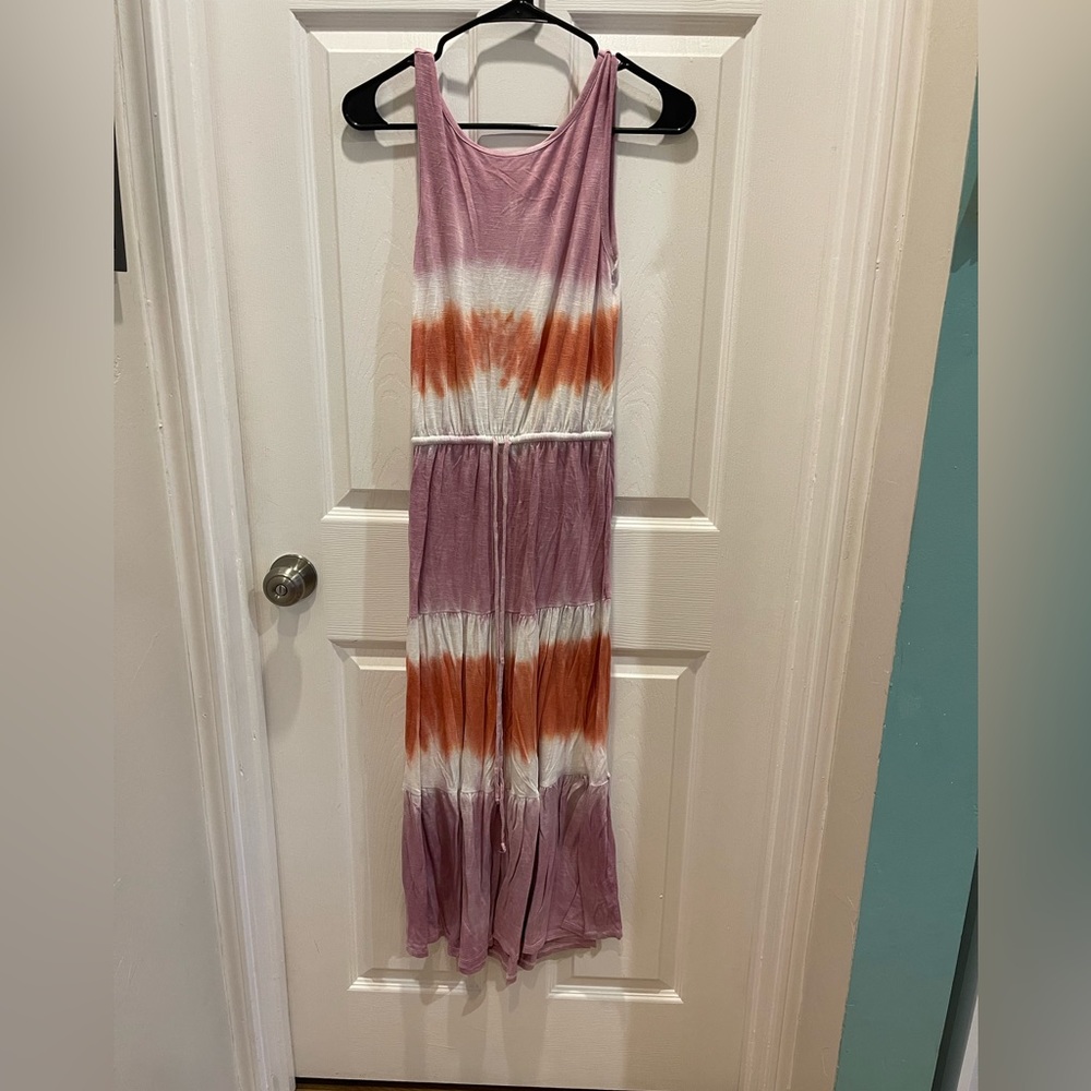 Purple and Orange Tie Dye Maxi Dress